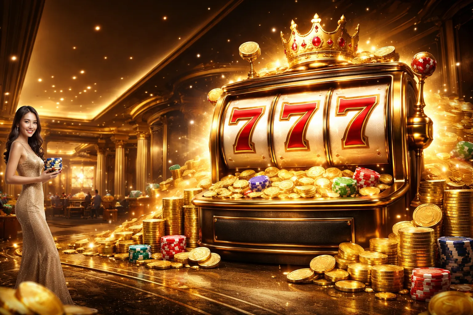 Hình ảnh chính s6667 đăng nhập trò chơi slot với cuộn quay vàng và hiệu ứng ánh sáng xanh lá